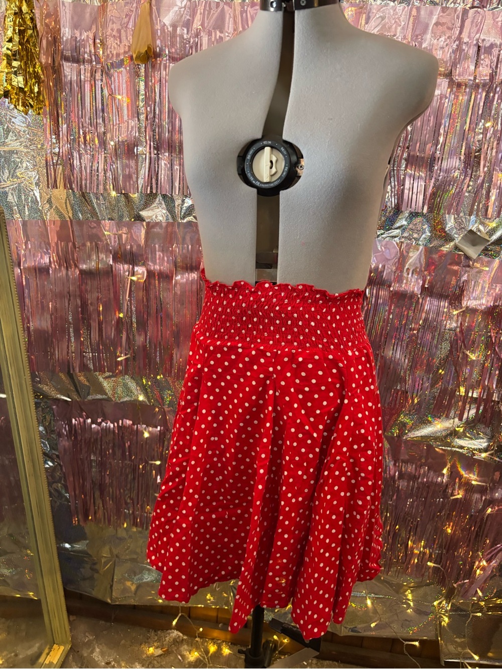 Vintage Red Polka Dot High Waist Skirt